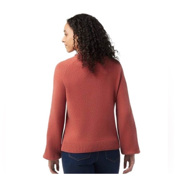 Smartwool Cozy Lodge Bell Sleeve Sweater Dusty Cedar Orange Red Heather Large - Picture 2 of 6
